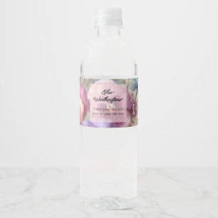 Étiquette Pour Bouteilles D'eau Nom Aquarelle Vintages Pansies Fleurs Pastels