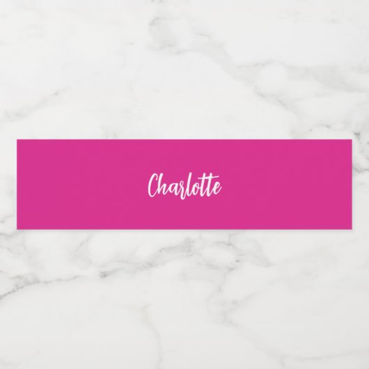 Étiquette Pour Bouteilles D'eau Nom de script rose chaud (Étiquettes simples)