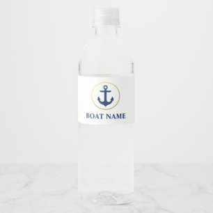 Étiquette Pour Bouteilles D'eau Nom du bateau nautique Ancre blanc