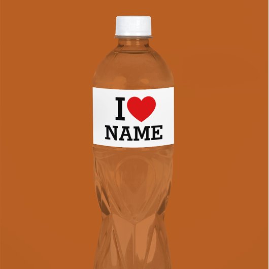 Étiquette Pour Bouteilles D'eau Nom du coeur