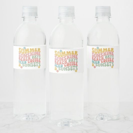 Étiquette Pour Bouteilles D'eau Nom du monogramme rose d'été Super (Bouteilles)