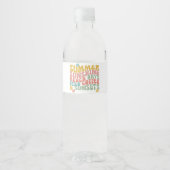 Étiquette Pour Bouteilles D'eau Nom du monogramme rose d'été Super (Devant)