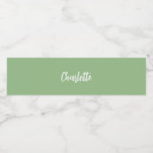 Étiquette Pour Bouteilles D'eau Nom en écriture vert sauge (Étiquettes simples)