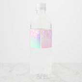 Étiquette Pour Bouteilles D'eau Nom holographique rose violet (Dos)
