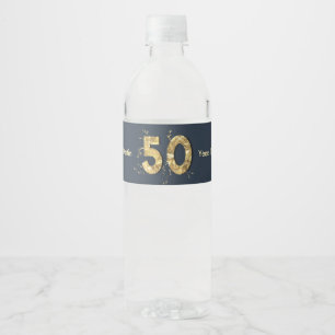 Étiquette Pour Bouteilles D'eau Noms personnalisés 50 Anniversaire Or