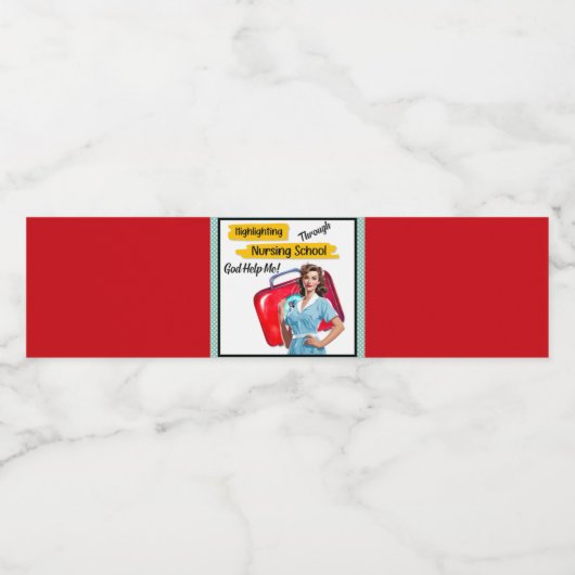 Étiquette Pour Bouteilles D'eau Notes de soins infirmiers rétro Pinup_ (Étiquettes simples)