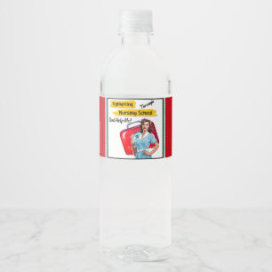 Étiquette Pour Bouteilles D'eau Notes de soins infirmiers rétro Pinup_