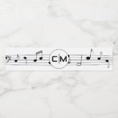Étiquette Pour Bouteilles D'eau Notes musicales Mariage Monogramme noir et blanc (Étiquettes simples)