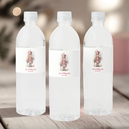 Étiquette Pour Bouteilles D'eau Nutcracker Red Magie Anniversaire