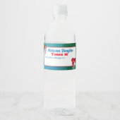 Étiquette Pour Bouteilles D'eau Octopus de sirène écrite, bleu Aqua rouge vert (Devant)