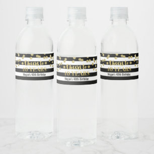 Étiquette Pour Bouteilles D'eau OEuvres à 40 ans d'or Black Stripe Anniversaire