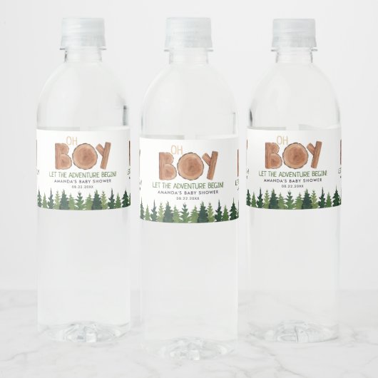 Étiquette Pour Bouteilles D'eau Oh Boy Baby shower de bois (Bouteilles)