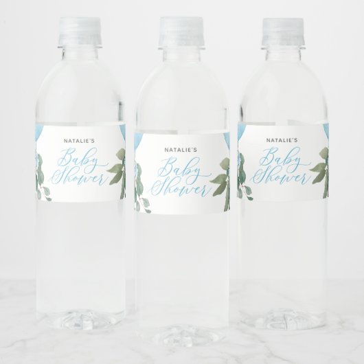 Étiquette Pour Bouteilles D'eau Oh Boy Blue Balloon Baby shower de verdure (Bouteilles)