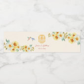 Étiquette Pour Bouteilles D'eau Oiseau jaune bleu mariage chinois (Étiquettes simples)