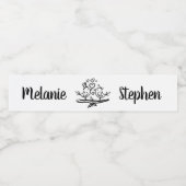 Étiquette Pour Bouteilles D'eau Oiseaux fiançailles Mariage Lovebirds blancs noirs (Étiquettes simples)