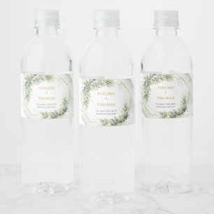 Étiquette Pour Bouteilles D'eau Or vert boho eucalyptus tendance