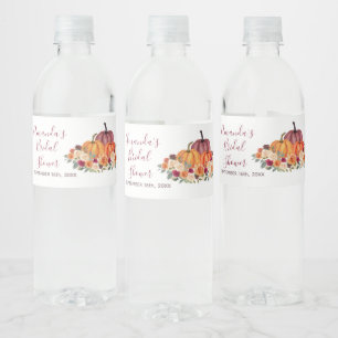 Étiquette Pour Bouteilles D'eau Orange brûlé Citrouille Rustique Floral