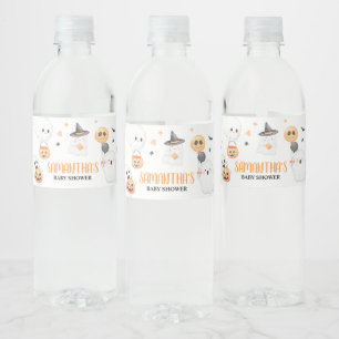 Étiquette Pour Bouteilles D'eau Orange Ghost Halloween Little Boo Baby shower