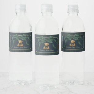 Étiquette Pour Bouteilles D'eau Ours en peluche à carreaux Polo avec nœud vert Fav