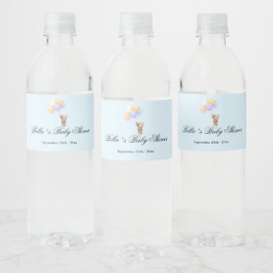 Étiquette Pour Bouteilles D'eau Ours en peluche vintage bleu doux pour la fête de