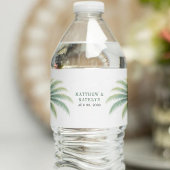 Étiquette Pour Bouteilles D'eau Palm Tree Island Destination Mariage vert