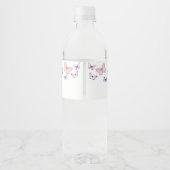 Étiquette Pour Bouteilles D'eau Papillon floral rose pourpre fille 1er anniversair (Dos)