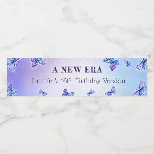 Étiquette Pour Bouteilles D'eau Papillon pourpre Eras Anniversaire Fête Bouteille  (Étiquettes simples)