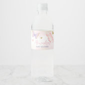 Étiquette Pour Bouteilles D'eau Papillon rose Or Printemps (Devant)