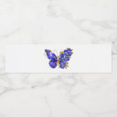 Étiquette Pour Bouteilles D'eau Papillon saphir à fleurs (Étiquettes simples)