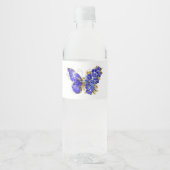 Étiquette Pour Bouteilles D'eau Papillon saphir à fleurs (Devant)