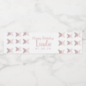 Étiquette Pour Bouteilles D'eau Papillons roses simple joyeux anniversaire (Étiquettes simples)