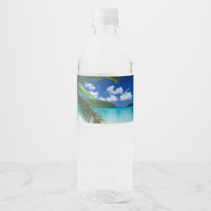 Étiquette Pour Bouteilles D'eau Paradis tropical classique de plage d'île