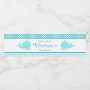 Étiquette Pour Bouteilles D'eau Parent mignonne et bébé baleine bleu garçon