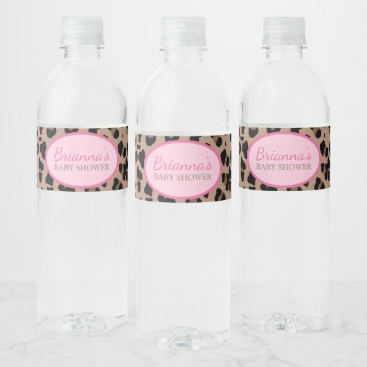 Étiquette Pour Bouteilles D'eau Parti léopard et rose (Bouteilles)