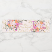 Étiquette Pour Bouteilles D'eau Parties scintillant or aquarelle florale bas mitzv (Étiquettes simples)