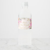 Étiquette Pour Bouteilles D'eau Parties scintillant or aquarelle florale bas mitzv (Devant)