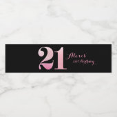 Étiquette Pour Bouteilles D'eau Parties scintillant rose 21e fête d'anniversaire (Étiquettes simples)