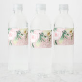 Étiquette Pour Bouteilles D'eau Parties scintillant rose moderne & Fleurs pastel C (Bouteilles)