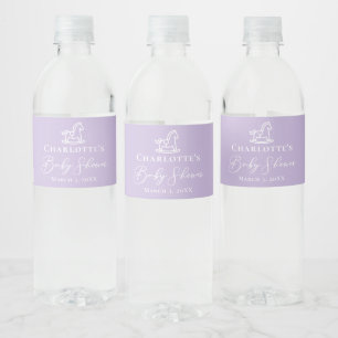 Étiquette Pour Bouteilles D'eau Pastel Baby shower violet Cheval Rocher Personnali