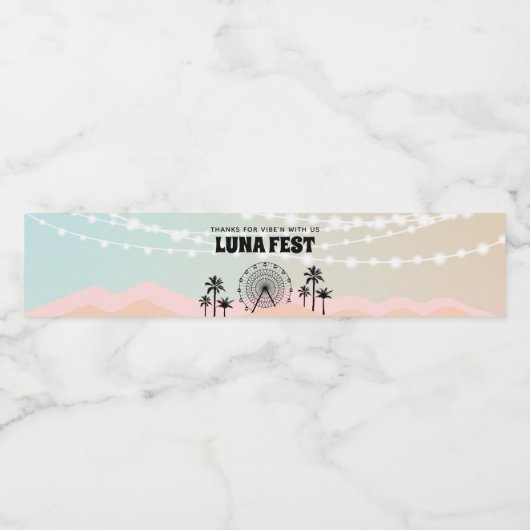 Étiquette Pour Bouteilles D'eau Pastel Music Festival Anniversaire (Étiquettes simples)