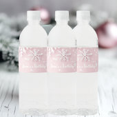 Étiquette Pour Bouteilles D'eau Pastel Pink Winter Wonderland Snowflake