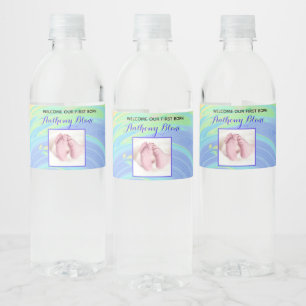 Étiquette Pour Bouteilles D'eau Pastel Spiral Bienvenue Nouveau Bébé "Sip & See" P