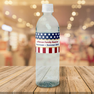 Étiquette Pour Bouteilles D'eau Patriotic Red White Blue Nom de famille Année Évén