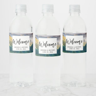 Étiquette Pour Bouteilles D'eau Paysage de collines ondoyantes pour mariage