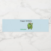 Étiquette Pour Bouteilles D'eau Personalized cute green dinosaurs blue birthday (Étiquettes simples)