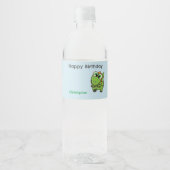 Étiquette Pour Bouteilles D'eau Personalized cute green dinosaurs blue birthday (Devant)