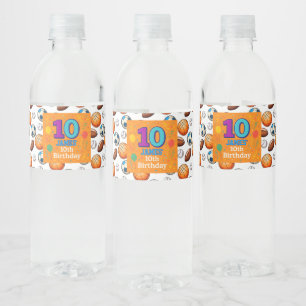 Étiquette Pour Bouteilles D'eau Personnalisé 10e anniversaire Sports Thème Étiquet