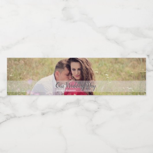 Étiquette Pour Bouteilles D'eau Personnaliser notre photo de jour de mariage (Étiquettes simples)