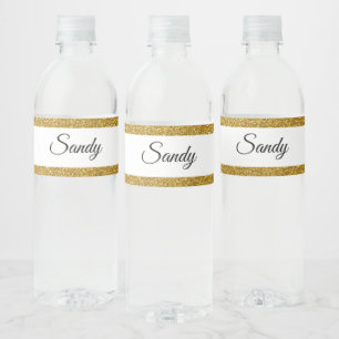 Étiquette Pour Bouteilles D'eau Personnaliser Parties scintillant Gold Image Votre