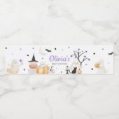 Étiquette Pour Bouteilles D'eau Petit Baby shower d'Halloween violet (Étiquettes simples)